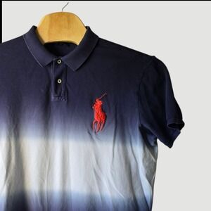 Polo Ralph Lauren Men's Custom Fit Dip‎ Dye Polo Shirt XXL Navy Orange
